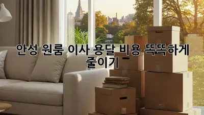 안성 원룸 이사, 용달 비용 똑똑하게 줄이기!